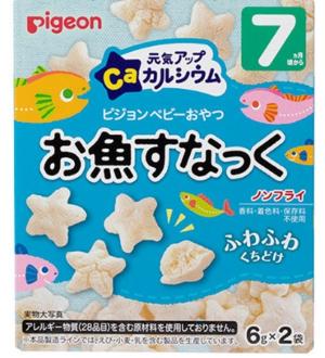 日本 PIGEON 貝親 高鈣小魚星星米餅 7M+