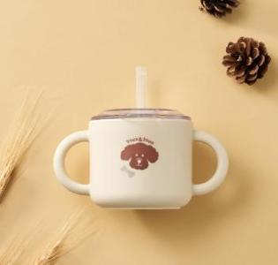矽膠學習吸管雙柄杯150ml ( 5色)
